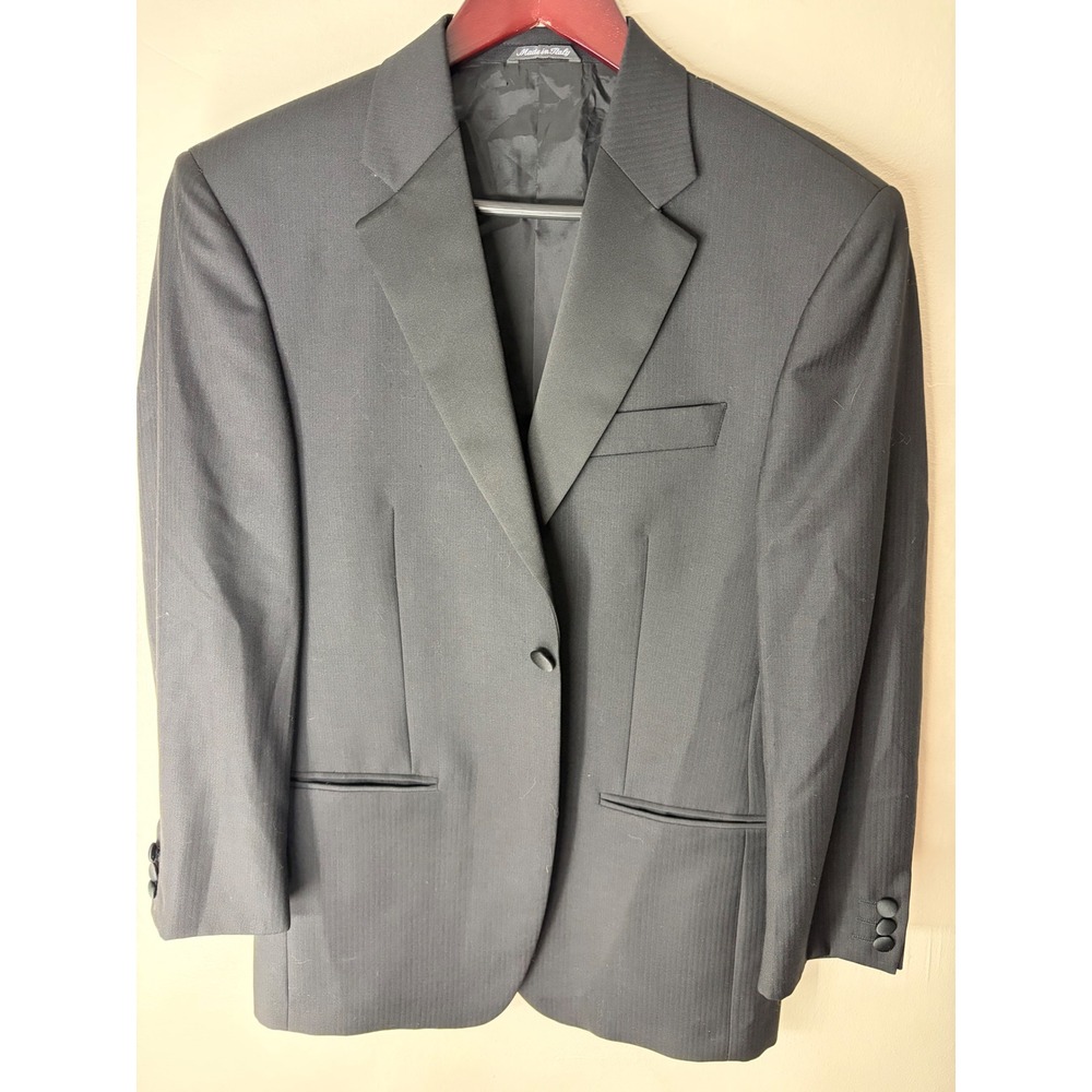 Gianfranco Ferre GFF Mens Black Herringbone Blazer Jacket Made in Italy 2 Button